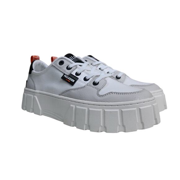 Palladium Womens 8.5 Pallatower Lo Star White Leather Platform Sneaker NEW - Picture 1 of 10